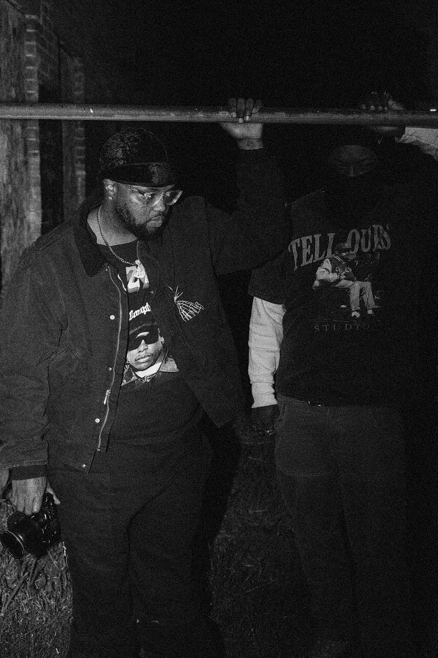 Tell Ours crew on set at night